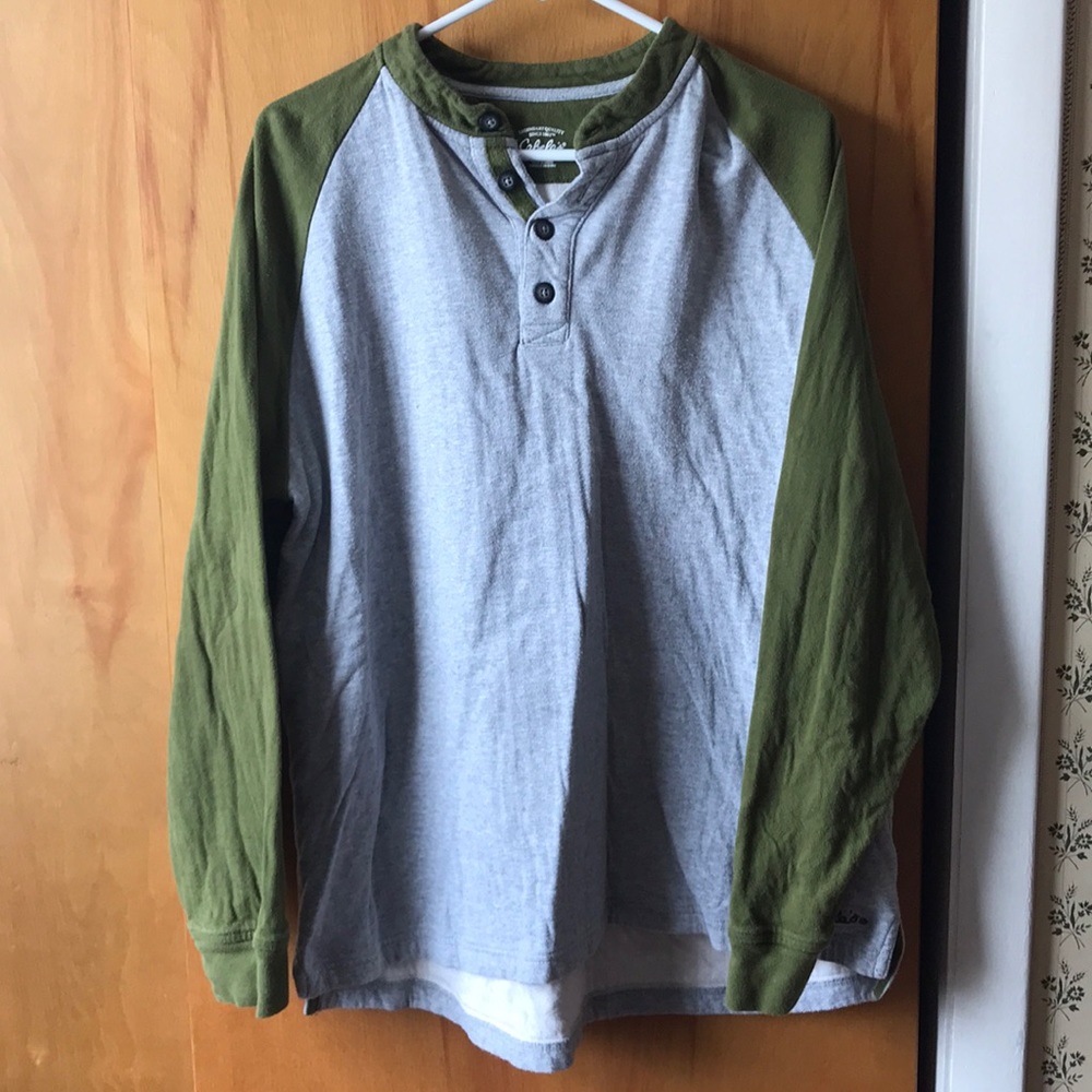 Men’s Cabela’s Army Green/Gray Long Sleeve Shirt